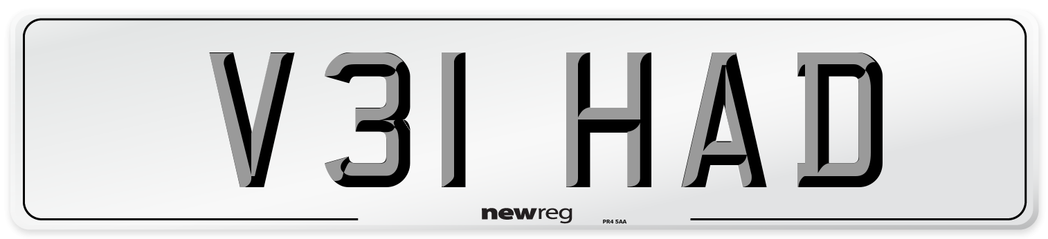V31 HAD Number Plate from New Reg